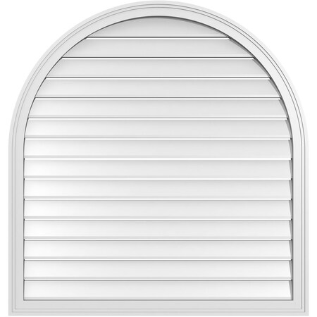 Ekena Millwork Round Top Surface Mount PVC Gable Vent: Functional, w/ 2"W x 1-1/2"P Brickmould Frame, 40"W x 42"H GVPRT40X4202SF
